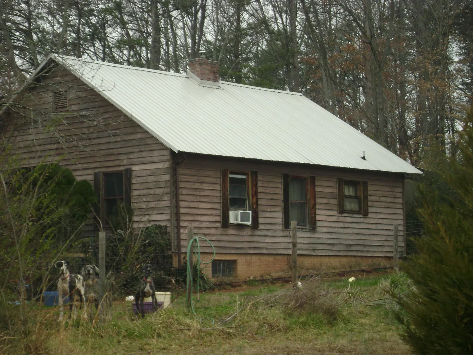 White metal roof on an old wood sided farmhouse, from a Asphalt Shingle Roof Repair job in Keene Valley